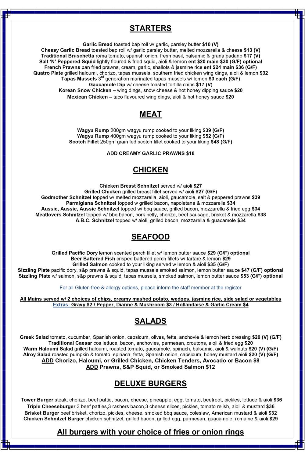 Alroy Tavern Main Menu