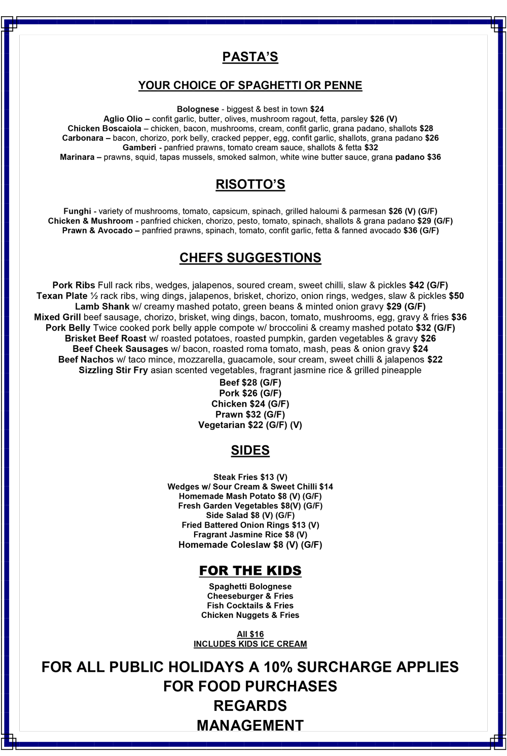 Alroy Tavern Main Menu